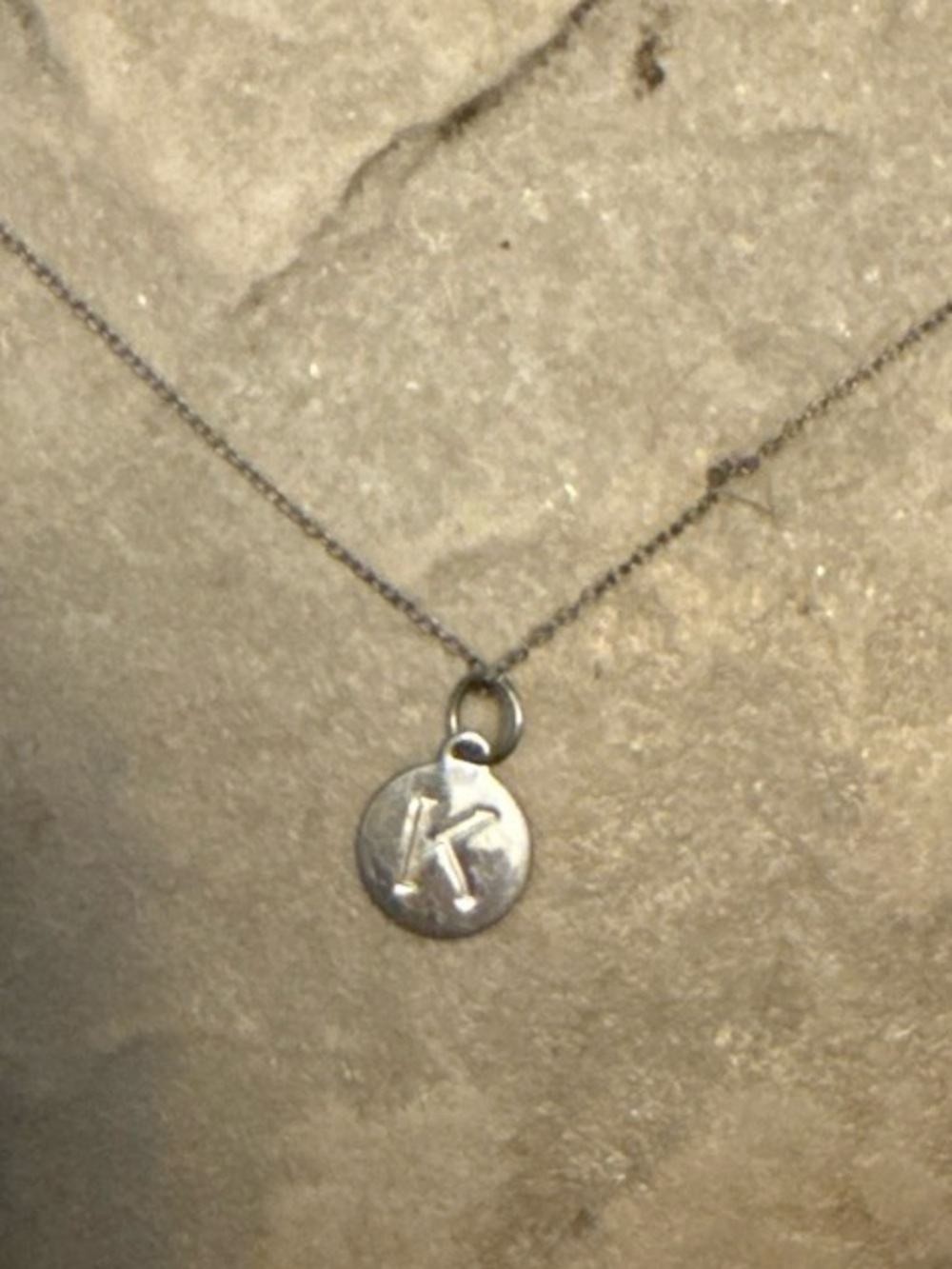 Sterling Silver Initial 'K' Pendant Necklace - Silver